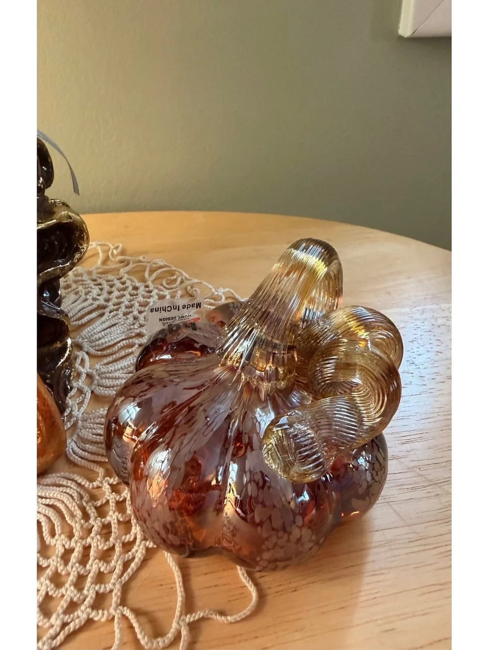 Bella Lux Witch Bust Figurine with Glass Pumpkin Decorations